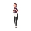 Girl Waitress Character Making Notes, Restaurant or Cafe Worker in Uniform Vector Illustration