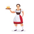 Girl waitress holding beer mugs Oktoberfest party celebration concept Royalty Free Stock Photo