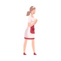 Girl Waitress Uniform, Restaurant or Cafe Worker Character Flat Vector Illustration