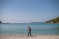 Girl walking along the stunning Croatian coast Royalty Free Stock Photo