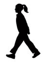 A girl walking, black color silhouette