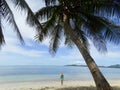Girl walking on a coral beach. Tropical Paradise - Fiji - islands on South Pacific Royalty Free Stock Photo