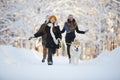 Girl Walking Dog in Park