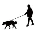 girl walking the dog, silhouette vector Royalty Free Stock Photo