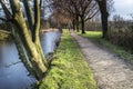 Girl walking her dog at Daisy Nook Country Park, Oldham Royalty Free Stock Photo