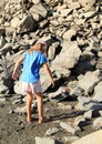 Girl walking in mud Royalty Free Stock Photo