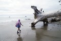 A girl walking on the ocean, Rialto Beach Olympic National Washington