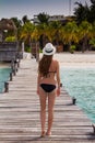 Girl walking at the pier Royalty Free Stock Photo