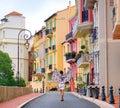 Girl walking in streets of Monaco Royalty Free Stock Photo