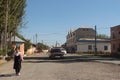 Girl walking to school, uzbekistan, central asia