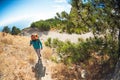 A girl with a backpack. Royalty Free Stock Photo