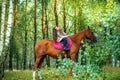 Girl walks with her beloved horse Royalty Free Stock Photo