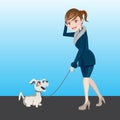 Girl walks her dog / ilustration Royalty Free Stock Photo