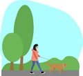 A girl walks in the Park with a dog Royalty Free Stock Photo