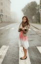 Girl walks on town Royalty Free Stock Photo