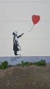 Banksy graffiti of girl with balloon Royalty Free Stock Photo