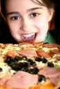 Girl want to eat pizza