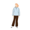 Girl in warm sweatshirt and trousers. Casual cozy clothes. Warm clothes for home, recreation, sports and cold weather