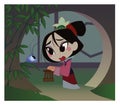 The girl warrior, chinese, ancient history, Mulan, cartoon Royalty Free Stock Photo