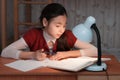 Girl was very tired to do homework Royalty Free Stock Photo