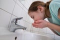 Girl Washing Mouth Royalty Free Stock Photo