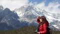 Girl watch when she hiking Royalty Free Stock Photo