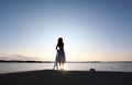 Girl watch sunset Royalty Free Stock Photo