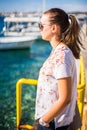 Girl watching sea Royalty Free Stock Photo