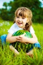 Girl with water-melon Royalty Free Stock Photo
