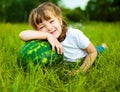 Girl with water-melon Royalty Free Stock Photo