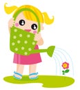 girl with watering can Royalty Free Stock Photo