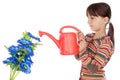 Girl watering flowers Royalty Free Stock Photo