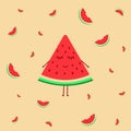 Pink background with a smiling girl watermelon Royalty Free Stock Photo