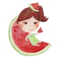 Girl in watermelon Royalty Free Stock Photo