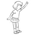 Girl waving hands, Vector illustration