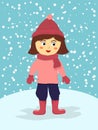 Girl Wear Pink Winter Suit