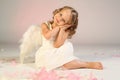 Girl wearing angel wings Royalty Free Stock Photo