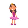Girl Wearing Ballerina Costume and Crown, Cute Kid Playing Dress Up Game Cartoon Vector Illustration Royalty Free Stock Photo