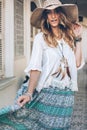 Girl wearing boho chic clothing