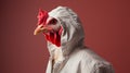 Minimalist Fashion Portrait Of A Red Chicken