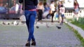 Girl wearing denim jeans Royalty Free Stock Photo