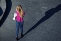 Girl wearing denim jeans Royalty Free Stock Photo