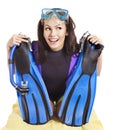 Girl wearing diving gear.