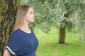 Girl wearing dress, posing in forest