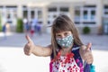 Girl wearing face mask during corona virus and flu outbreak.