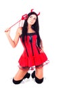 Girl wearing a halloween costume imp Royalty Free Stock Photo