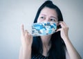 Epidemic prevention concept: a girl wearing a mask to prevent Wuhan pneumonia Royalty Free Stock Photo