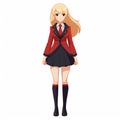 Vibrant Anime School Girl Art With Sleek Red And Black Design