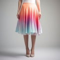 High Quality Ombre Skirt In Orange, Blue, And Light Blue