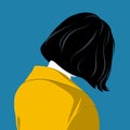 Girl wearing yellow coat back view Royalty Free Stock Photo